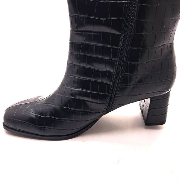Fashion To Figure Wide Calf Faux Croc Leather Boots - Size 11 - Picture 7 of 11